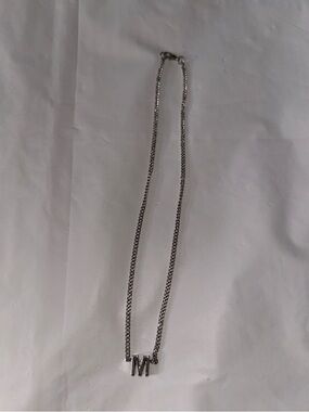 Silver 'M' Initial Pendant Necklace - Women Jewelry
